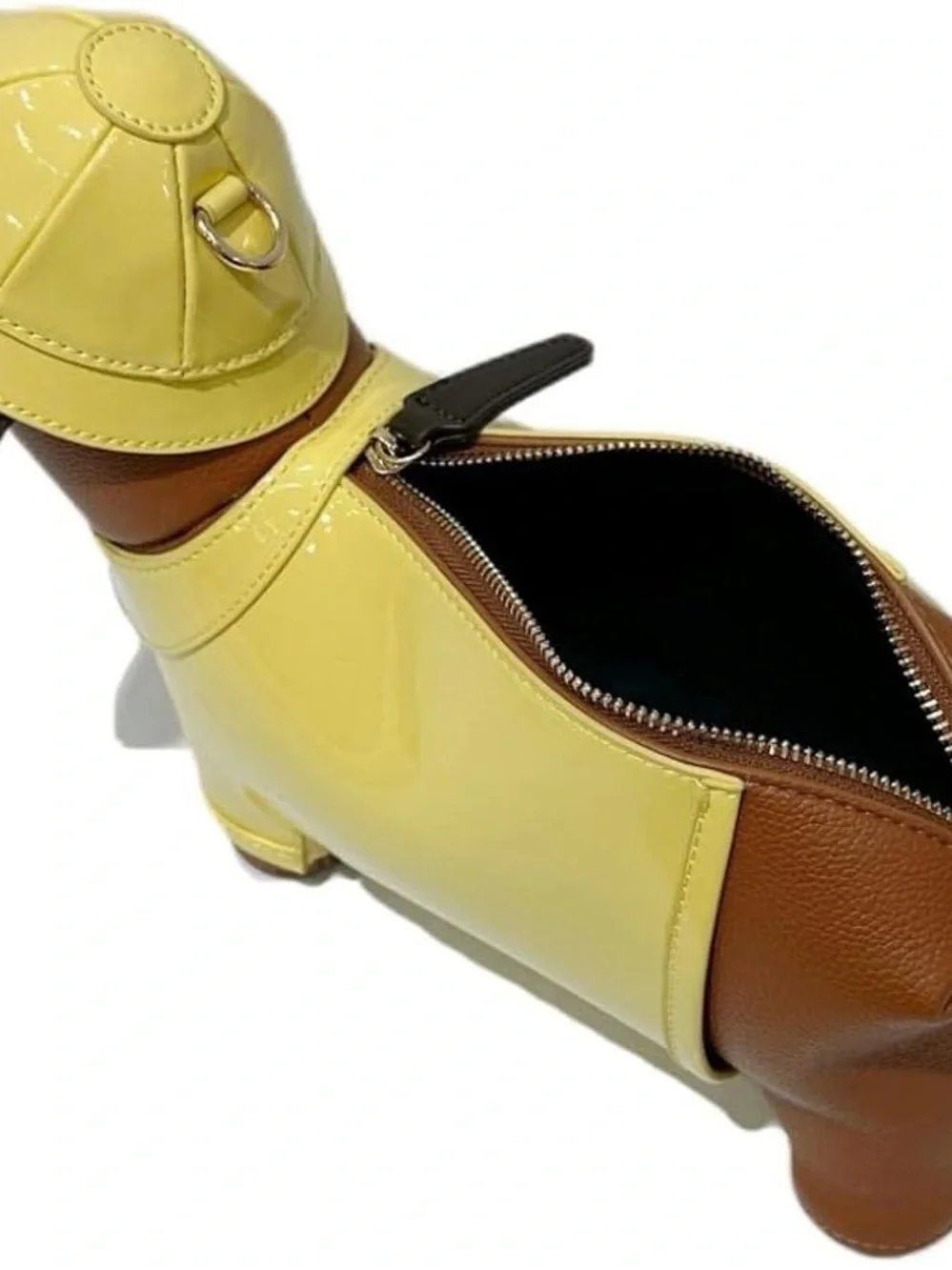 Yellow Dachshund Crossbody Bag with Brown Accents